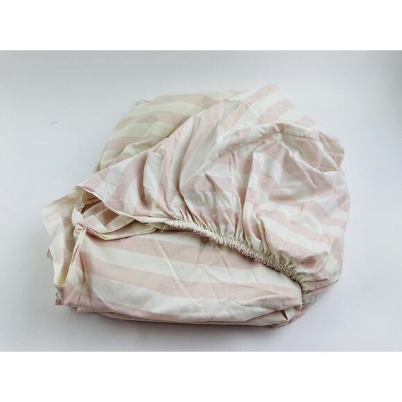 Vintage Sanderson Queen Flat Fitted Sheet Pink Floral Stripes No Iron Made USA - Picture 7 of 9